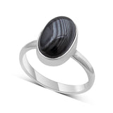 Psilomelane Silver Rings