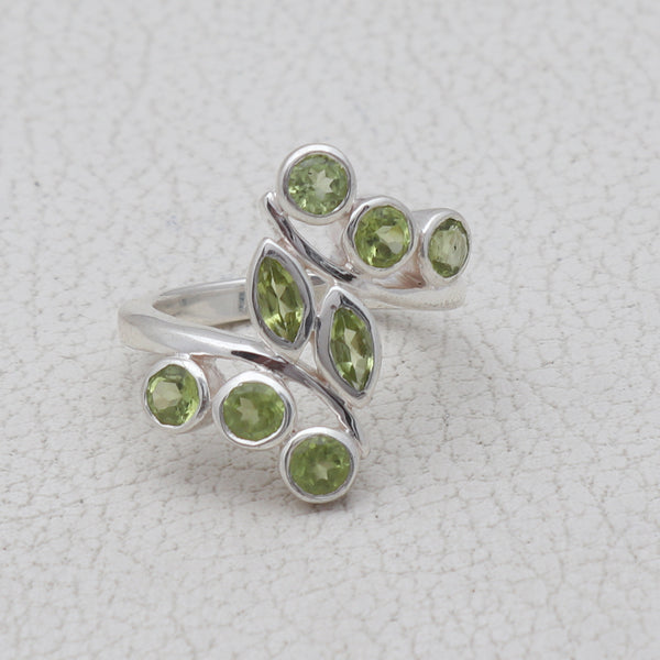 Natural Peridot Silver Rings