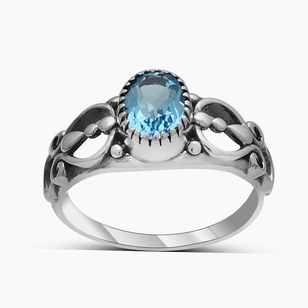 925 Silver Blue Topaz Rings