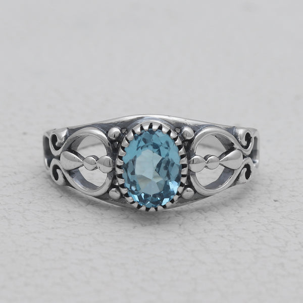 925 Silver Blue Topaz Rings