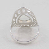 Natural Rainbow Moonstone Silver Rings
