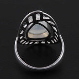 Natural Rainbow Moonstone Silver Rings