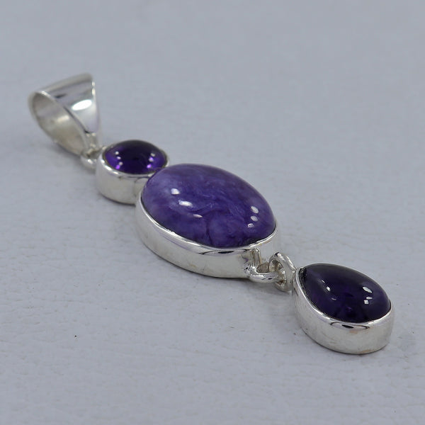 925 Sterling Silver Charoite Pendant