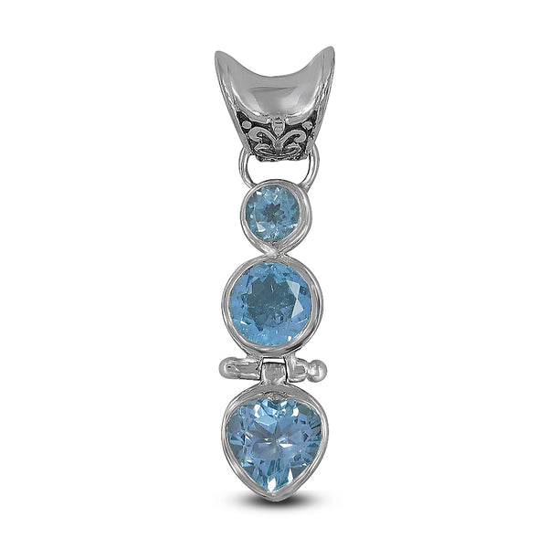 925 Sterling Silver Blue Topaz Pendant