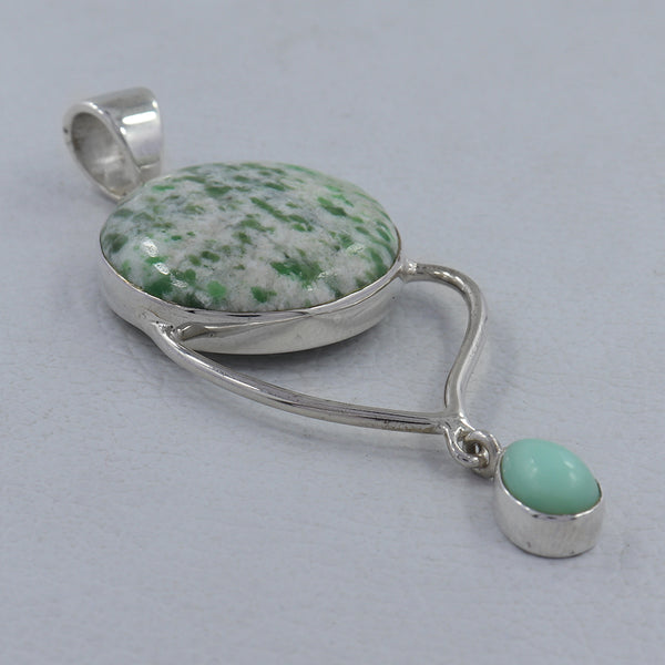 Green Glacier Emerald Silver Pendants