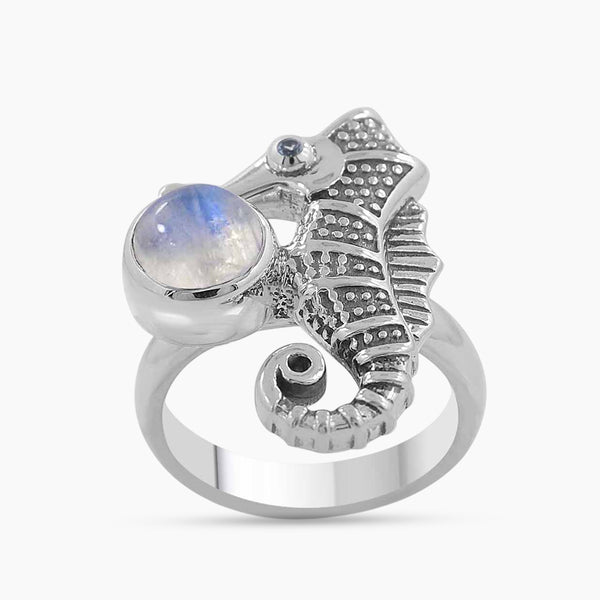 Rainbow Moonstone Silver Rings