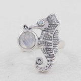Rainbow Moonstone Silver Rings