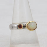 Natural Rainbow Moonstone Silver Ring