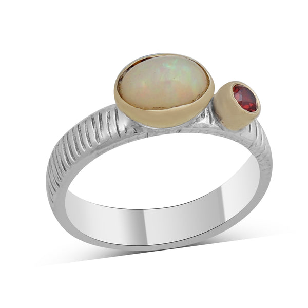 Natural Rainbow Moonstone Silver Ring
