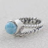 Natural Larimar 925 Sterling Silver Ring