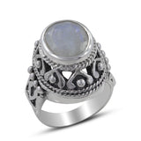 Rainbow Moonstone Silver Ring