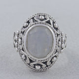 Rainbow Moonstone Silver Ring