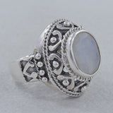 Rainbow Moonstone Silver Ring