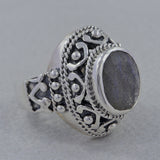 Rainbow Moonstone Silver Ring