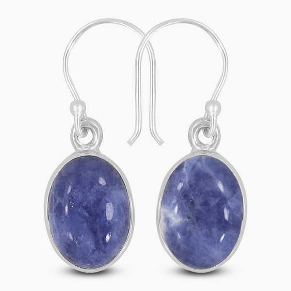 Blue Sodalite Silver Earrings