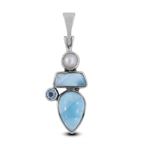 925 Silver Larimar & Blue Topaz Pendants