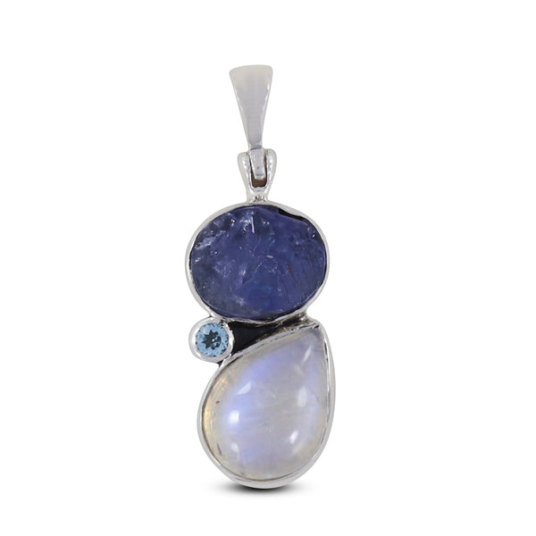 Tanzanite & Rainbow Moonstone Silver Pendant