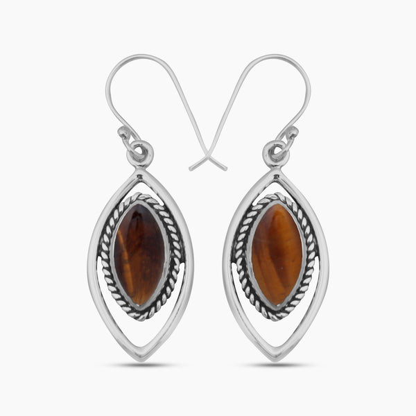 Natural Charoite Silver Earrings