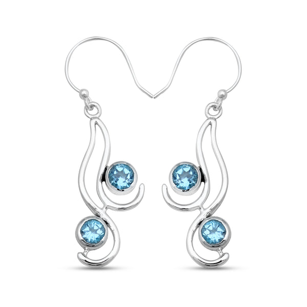 925 Sterling Silver Blue Topaz Earrings