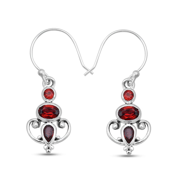 925 Sterling Silver Garnet Earring