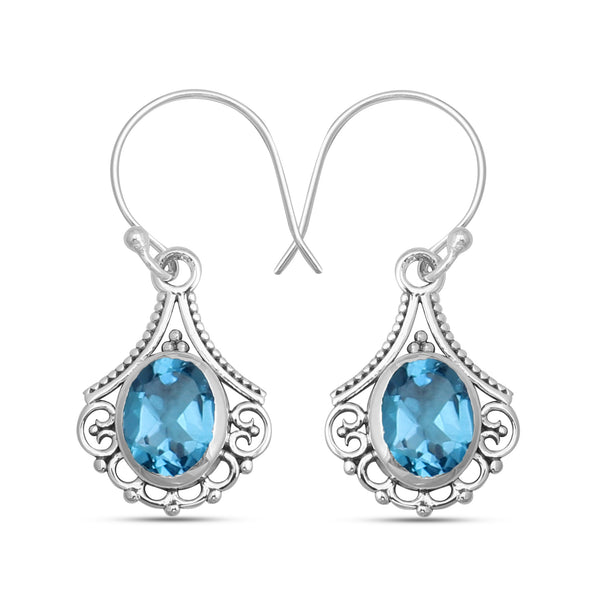 925 Sterling Silver Blue Topaz Earrings