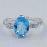 925 Sterling Silver Blue Topaz Rings