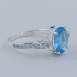 925 Sterling Silver Blue Topaz Rings
