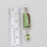 Gaspeite & Peridot Silver Pendants