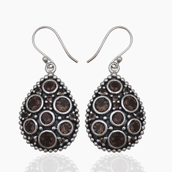 Smoky Quartz Silver Earrings