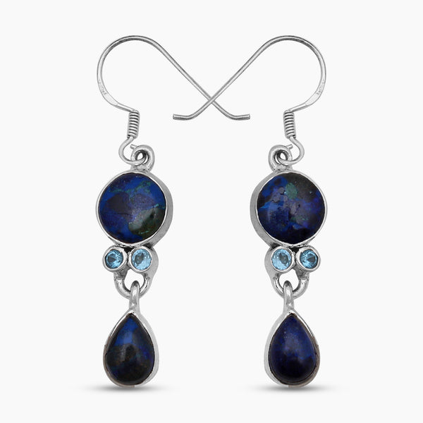 925 Sterling Silver Azurite Malachite Earring
