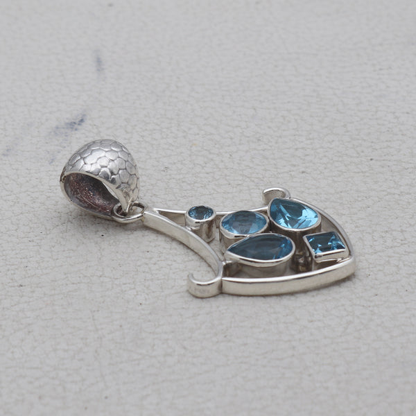 925 Sterling Silver Blue Topaz Pendants