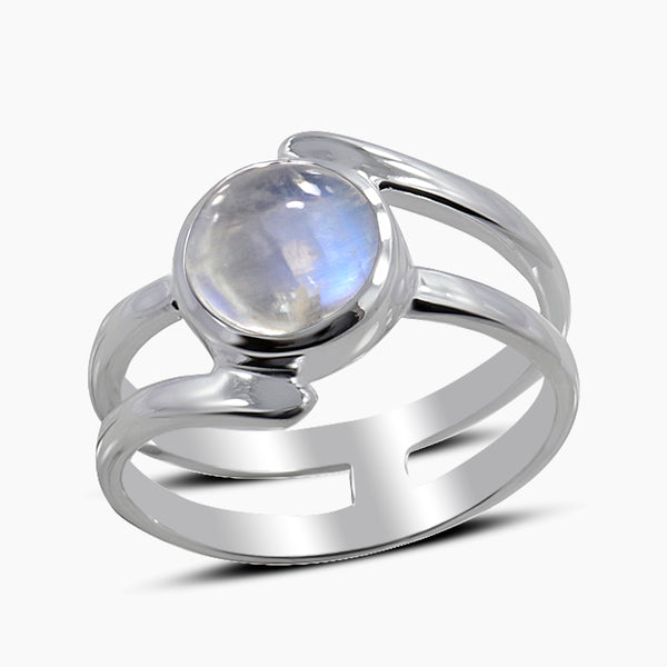 Rainbow Moonstone Silver Rings