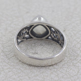 Natural Rainbow Moonstone Silver Rings