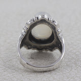 Natural Rainbow Moonstone Silver Rings