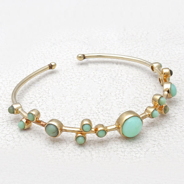 Gold Vermeil Green Opal Adjustable Bangles
