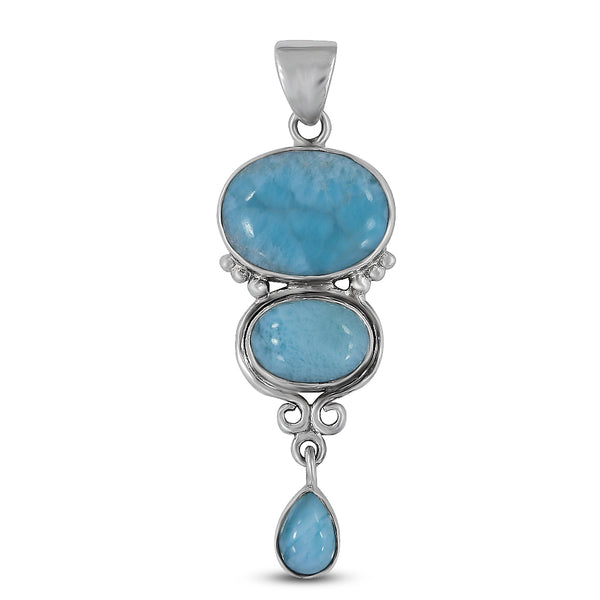 Larimar and Blue Topaz Silver Pendant
