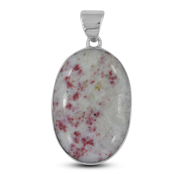 Natural Thulite Gemstone Silver Pendant