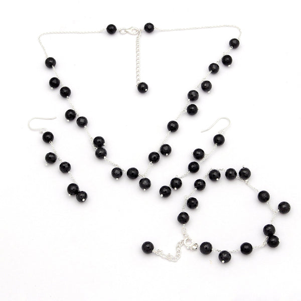 Natural Black Spinal Beads Jewelry Set