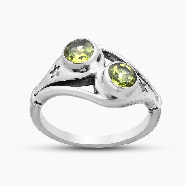 925 Silver Natural Peridot Rings