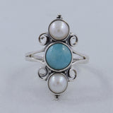 Rainbow Moonstone Silver Ring
