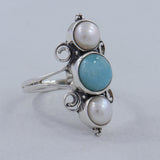Rainbow Moonstone Silver Ring