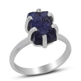 Raw Iolite Silver Ring