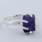 Raw Iolite Silver Ring