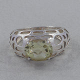 Green Amethyst Silver Ring