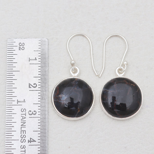 Blue Pietersite Silver Earrings