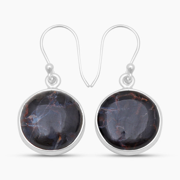 Blue Pietersite Silver Earrings