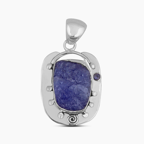 Tanzanite Raw Gemstone 925 Solid Silver Pendant Set