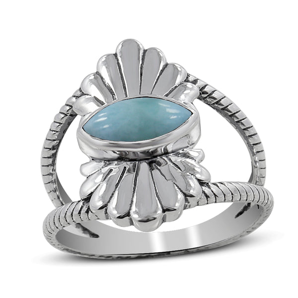 925 Sterling Silver Larimar Ring