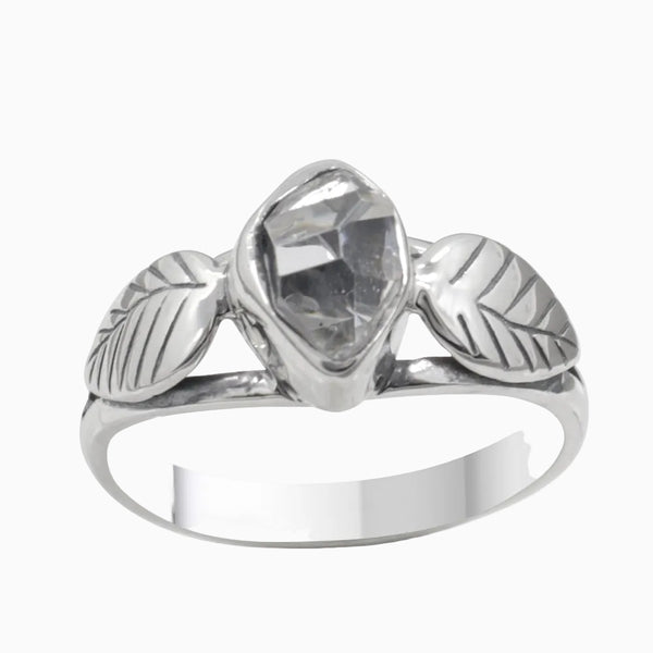 Natural Herkimer Quartz Silver Rings