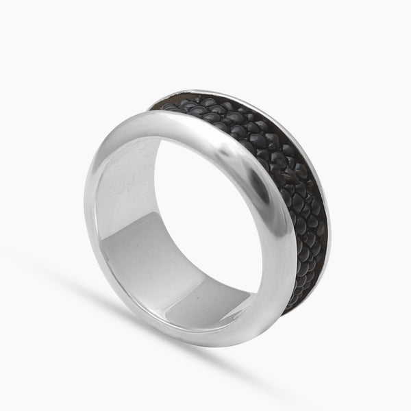 Stingray leather Silver Band rings